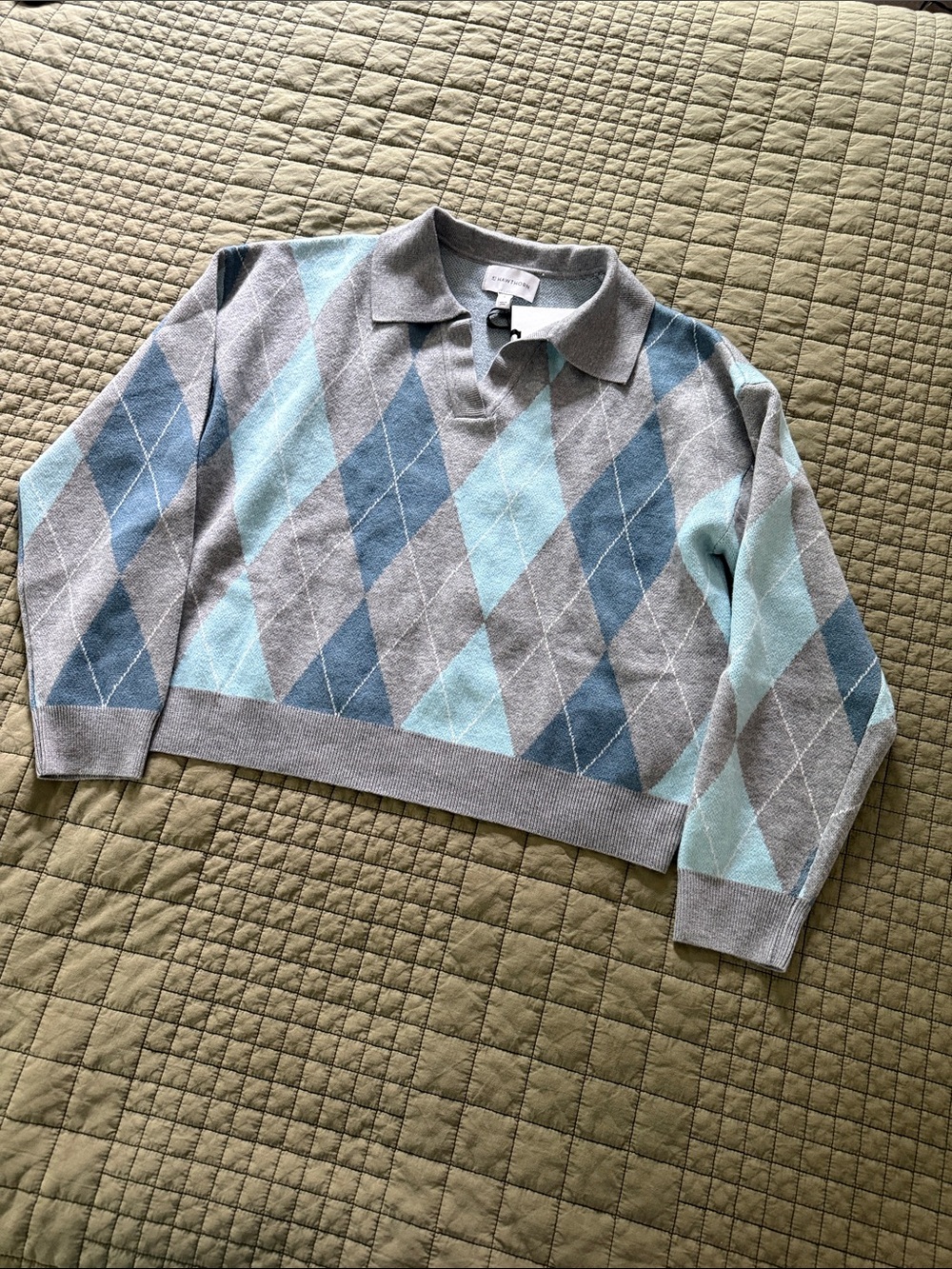 41 Hawthorn Light Gray and Light Blue Sweater with Tags